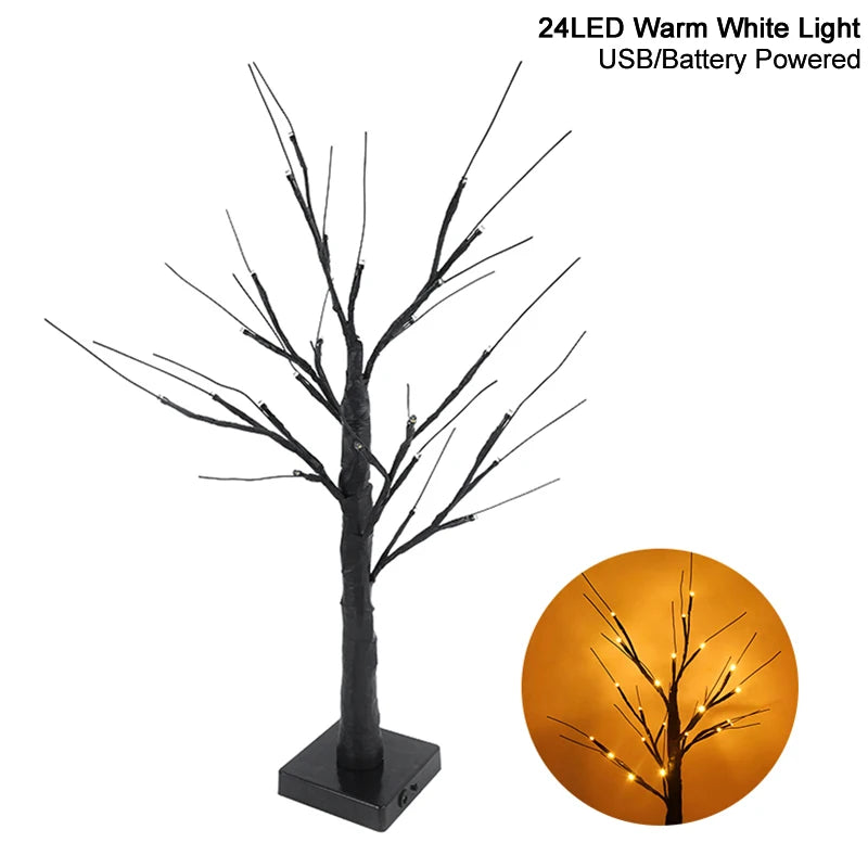 Halloween LED Birch Tree Light – Festive Table & Party Decor LED Holiday Decoration Babs 24LED Warm White