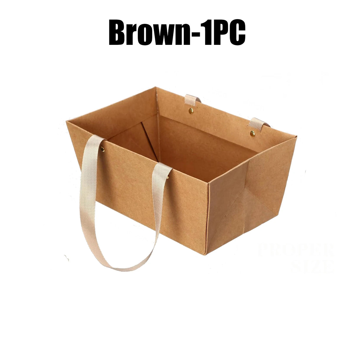 Waterproof Kraft Flower Bag – Foldable Bouquet Gift Basket Gift Wrapping Bag Babs Brown 1PC L 32x25x15CM