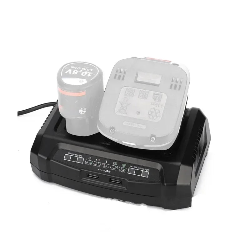 Dual-Port Fast Charger for Bosch 10.8–18V Li-ion + 2 USB Ports Battery Charger Babs