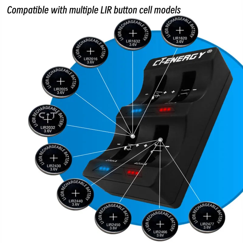 4-Slot USB Button Battery Charger – LIR2032 LIR2025 LIR2016 Button Battery Charger Babs