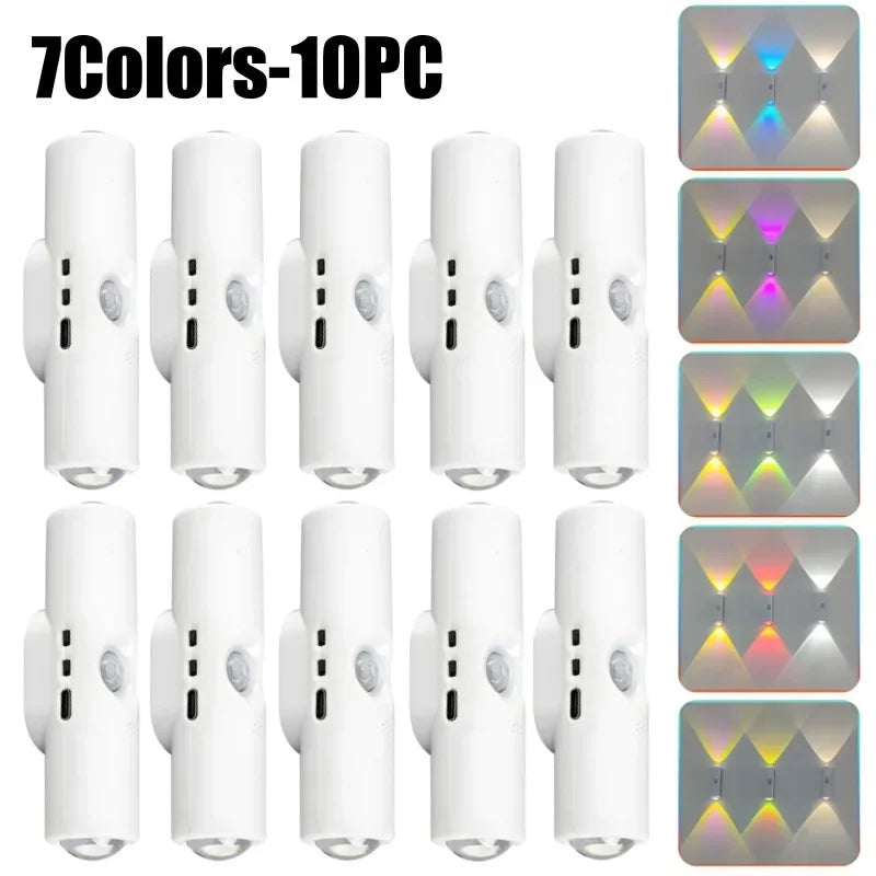 Magnetic RGB Night Light | Motion Sensor Rechargeable Wall Lamp RGB Night Light Babs 7Colors-10PC