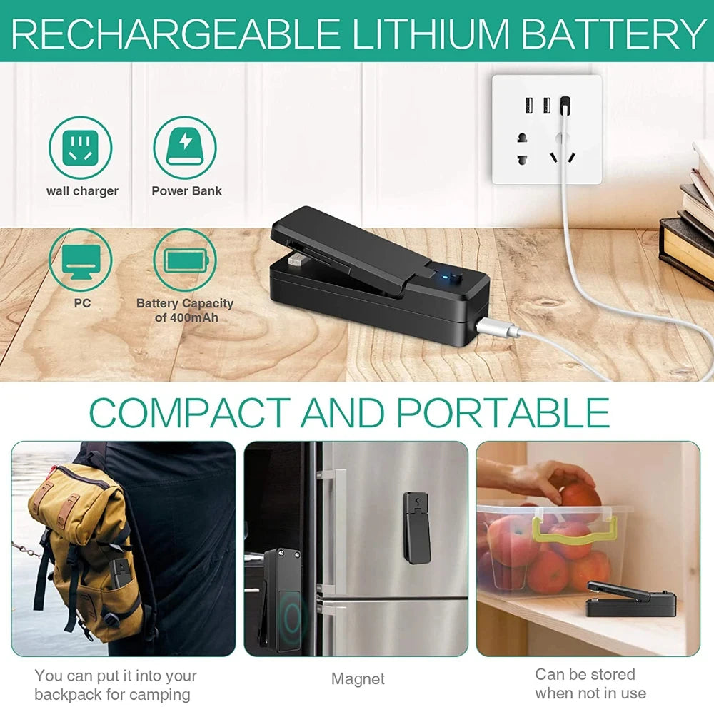 Mini 2-in-1 Rechargeable Heat Bag Sealer & Cutter – Portable Heat Bag Sealer Babs