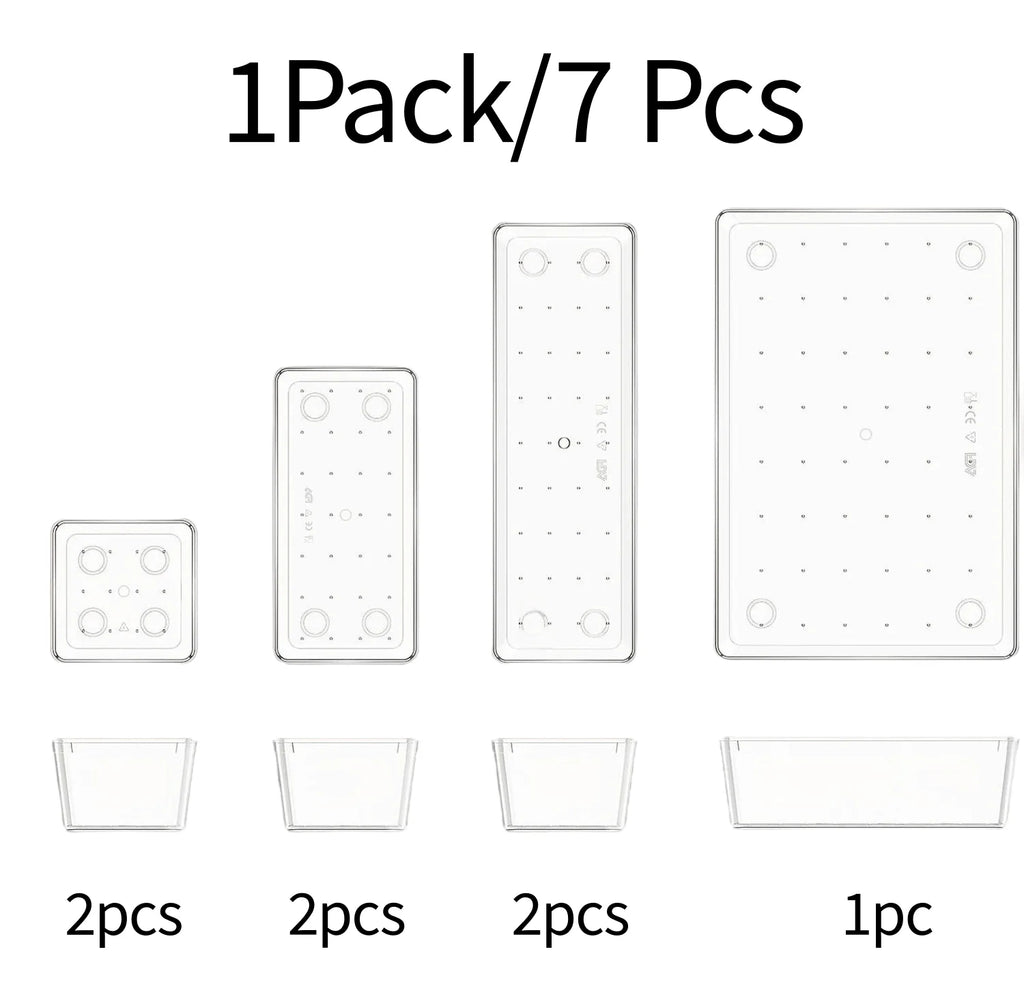 Transparent Stackable Drawer Organizer & Storage Box Dividers Drawer Organizer Bins Babs Clear-7pcs