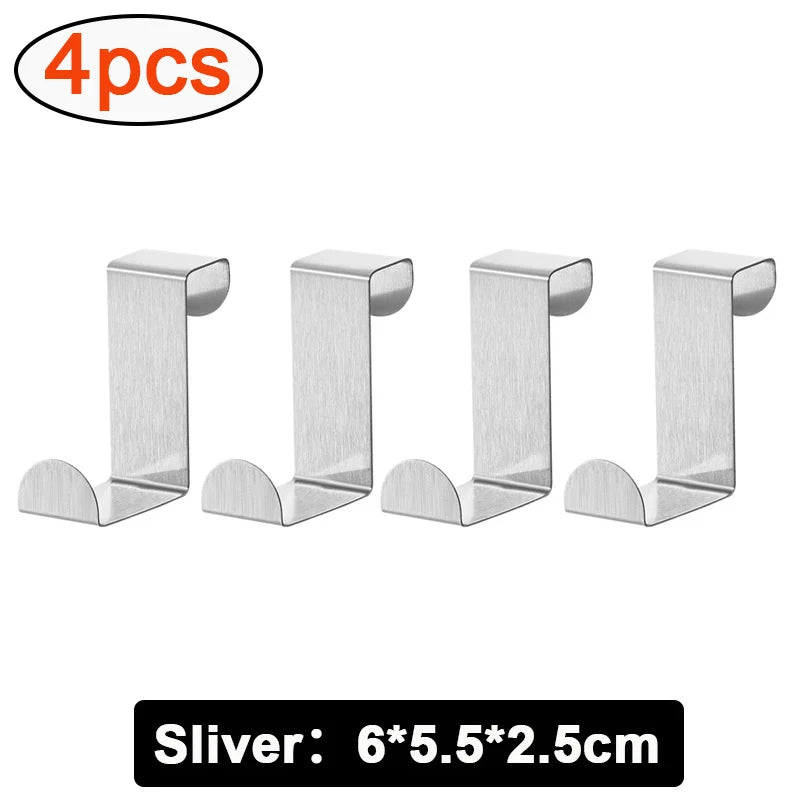 Stainless Steel Z-Shape Over Door Hooks – Heavy Duty Hanger Over Door Hook Babs 4pcs