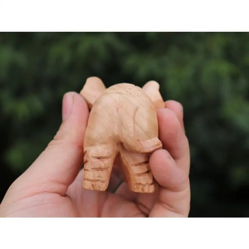 Hand-Carved Wooden Elephant Ornament – Auspicious Home Décor Wood Carving Ornament Babs