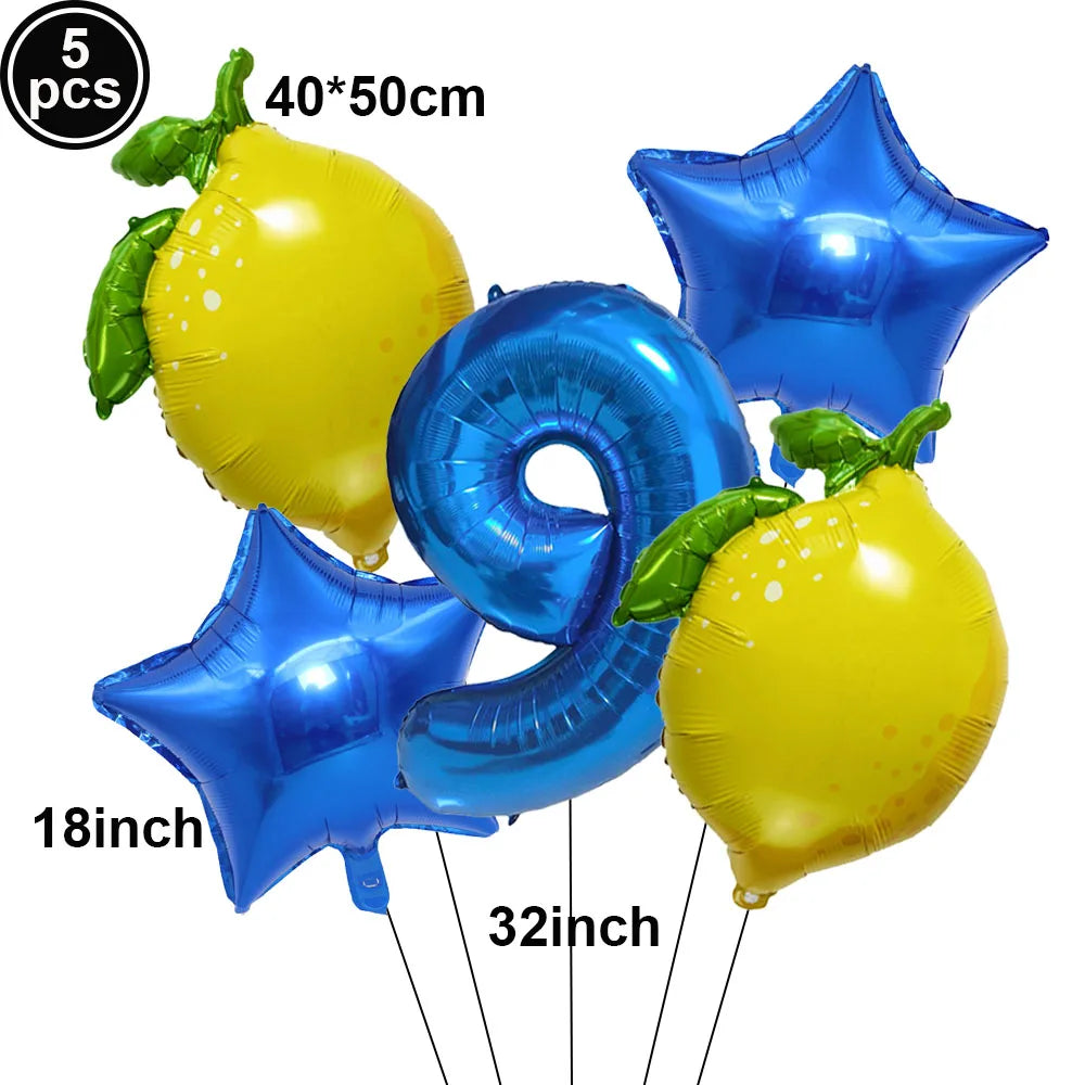 Lemon Foil Balloon Set with 32" Number Balloons – Party Decor