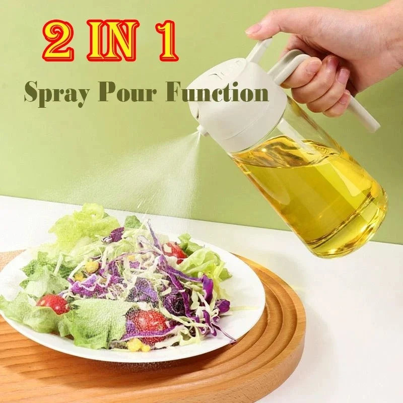 2-in-1 Glass Oil Sprayer & Dispenser Bottle 450ml Kitchen Oil Sprayer Dispenser Babs
