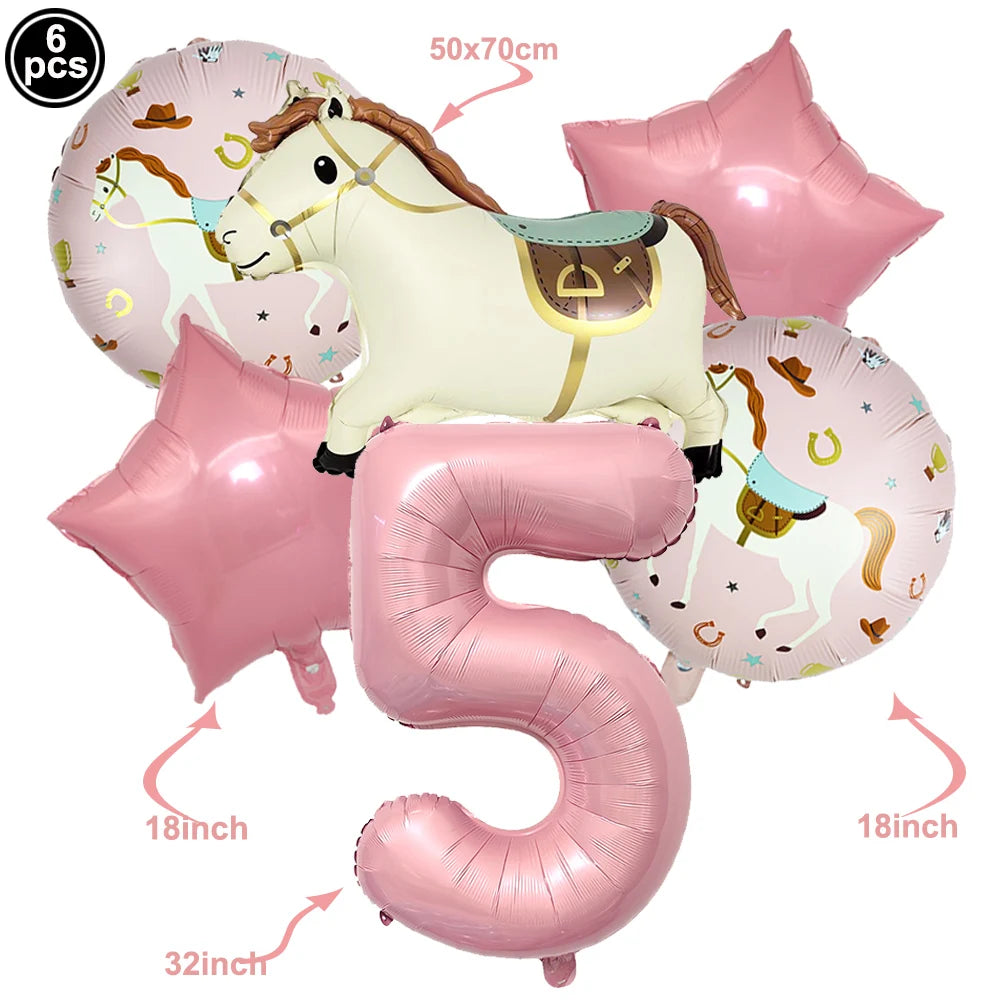 Boho Horse Birthday Party Banner & Foil Balloons Decor Set