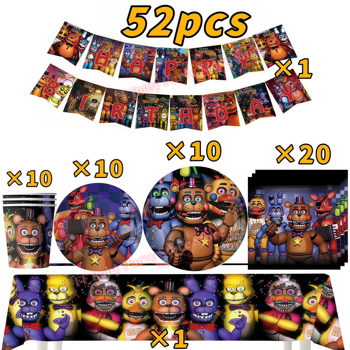 Five Nights Bear Birthday Party Decorations Set for Kids Birthday Party Set Babs 52pcs others