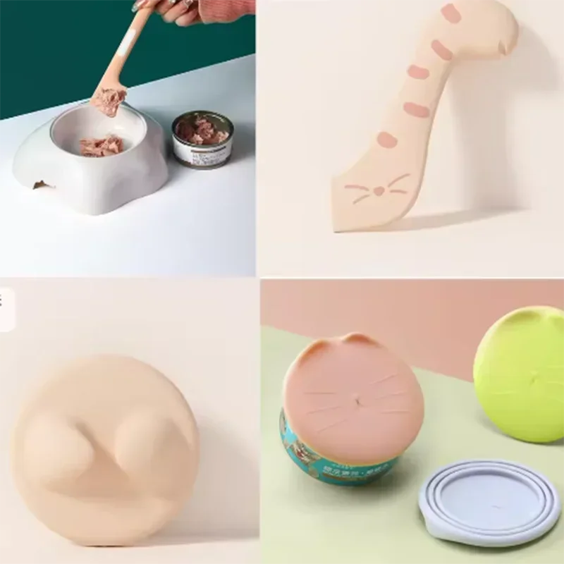 Cat Can Opener, Sealing Lid & Squeeze Spoon Feeding Set Pet Feeding Accessory Set Babs