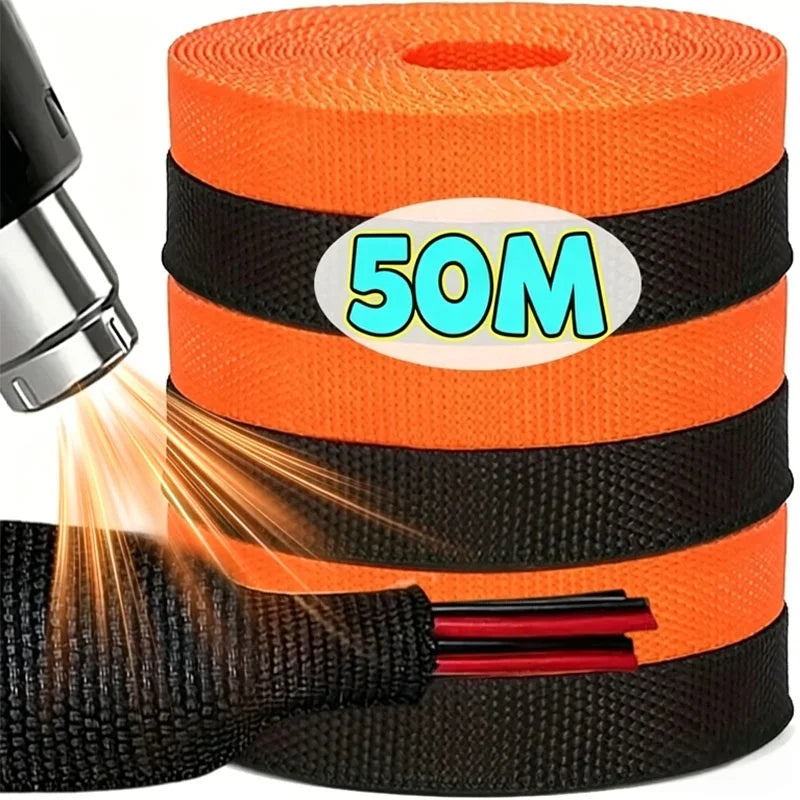 PET Braided Heat Shrink Cable Sleeve Wire Wrap Organizer 1–50m Cable Sleeve Babs