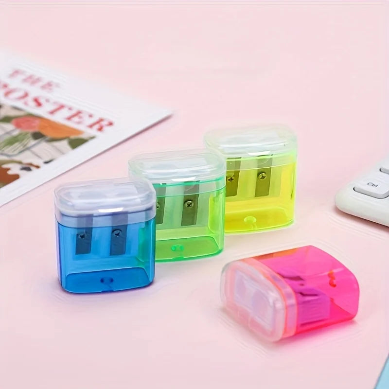 12-Pack Pencil Sharpeners – Double & Large Barrel with Clear Lid Pencil Sharpener Set Babs