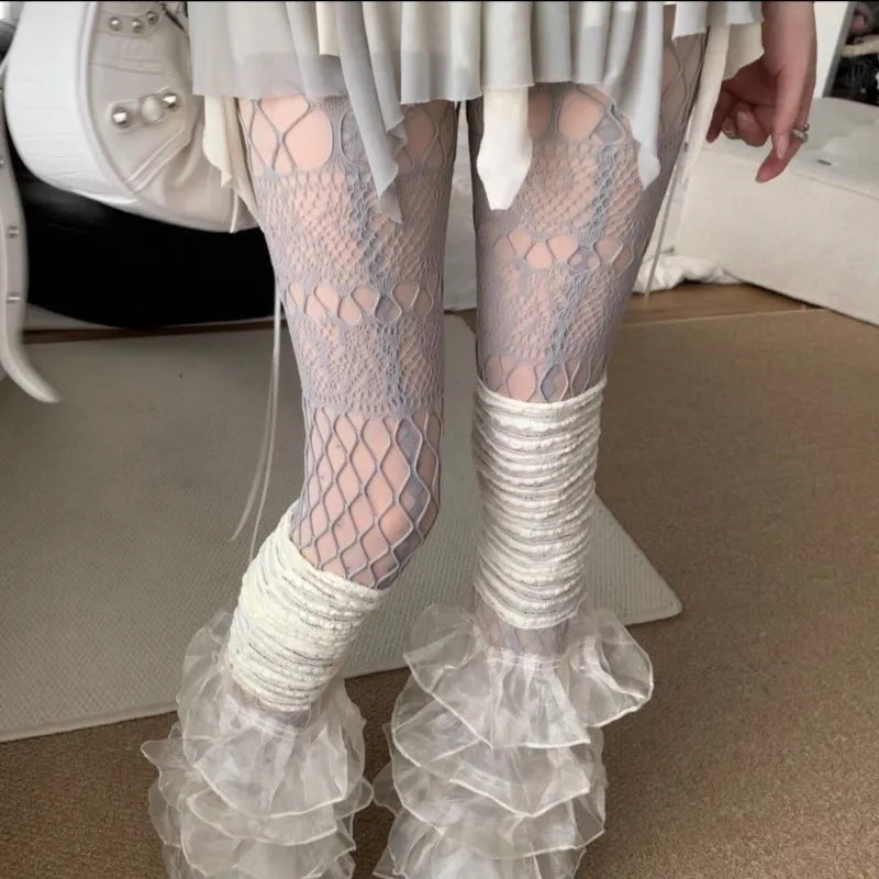 Grey Fishnet Tights – Goth Punk Hollow Mesh Pantyhose for Women Fishnet Tights Babs