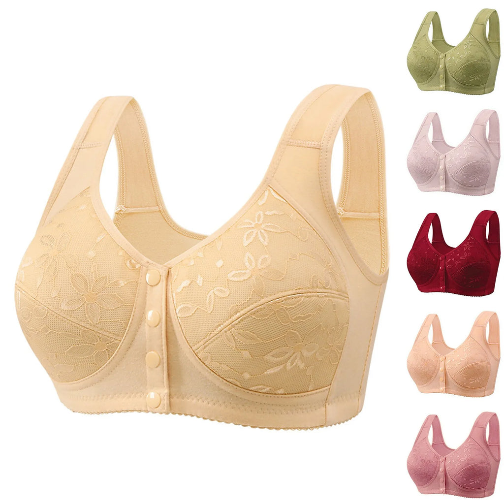 Women's Wirefree Vest Bra – Soft Cotton Front Button Closure Wirefree Vest Bra Babs