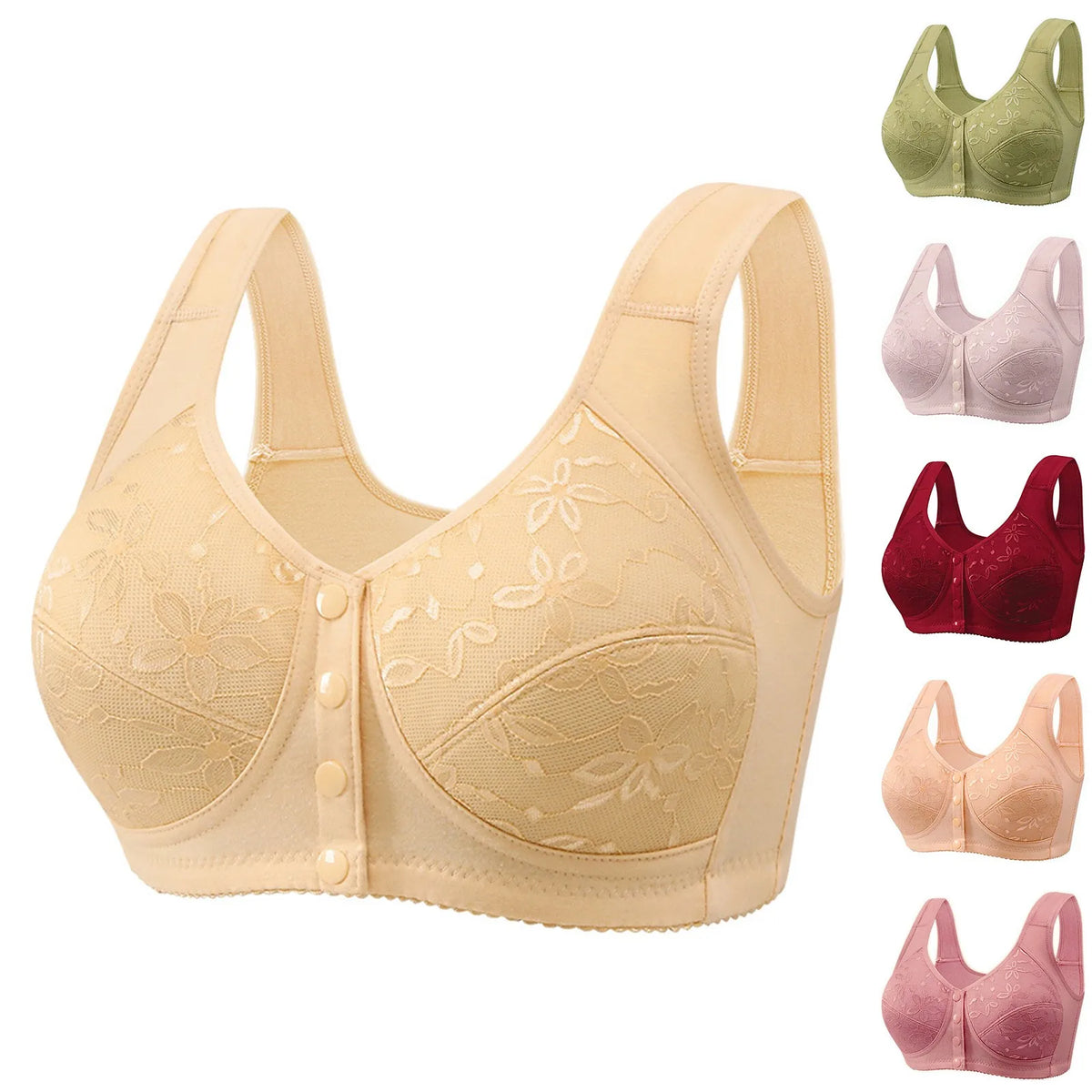 Women's Wirefree Vest Bra – Soft Cotton Front Button Closure Wirefree Vest Bra Babs