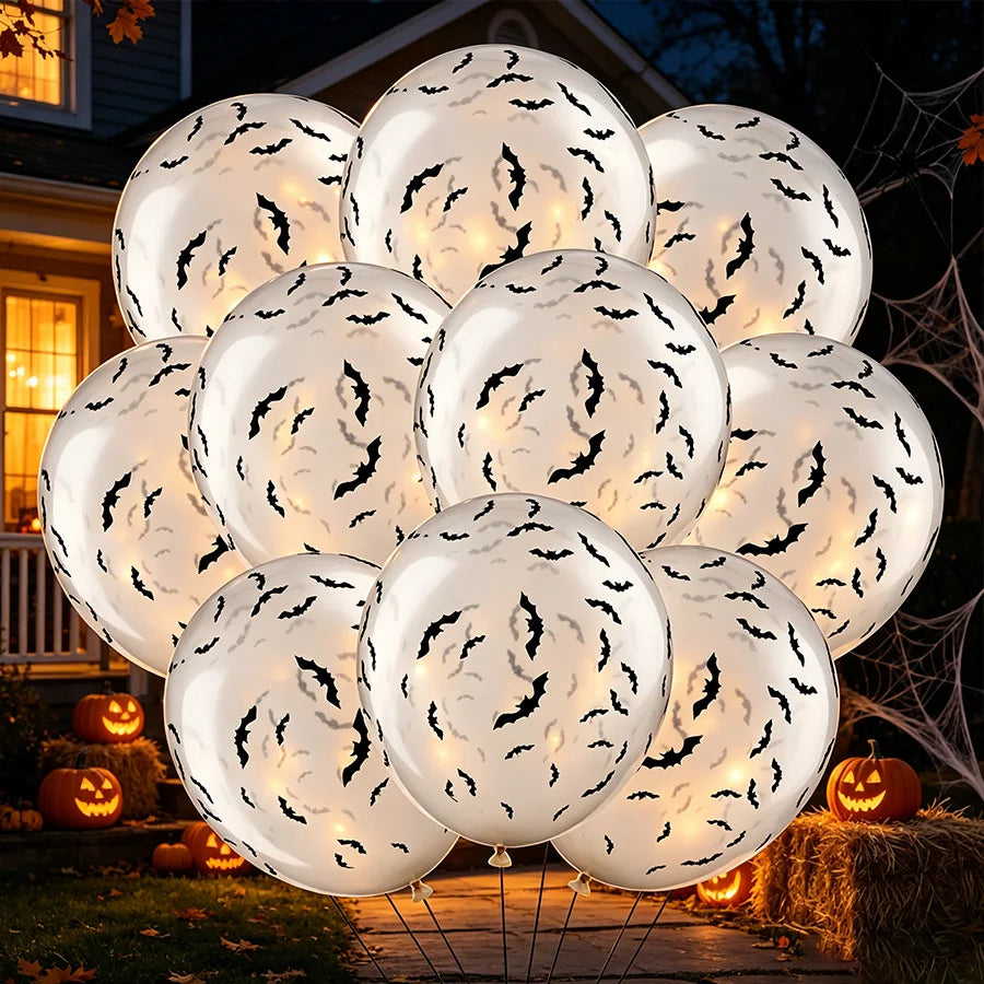 10pcs Halloween Bat Latex Balloons 12" Party Decorations Halloween Party Balloons Babs
