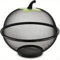 Apple-Shape Mesh Fruit Basket with Lid | Kitchen Storage Bowl Mesh Fruit Basket Babs black