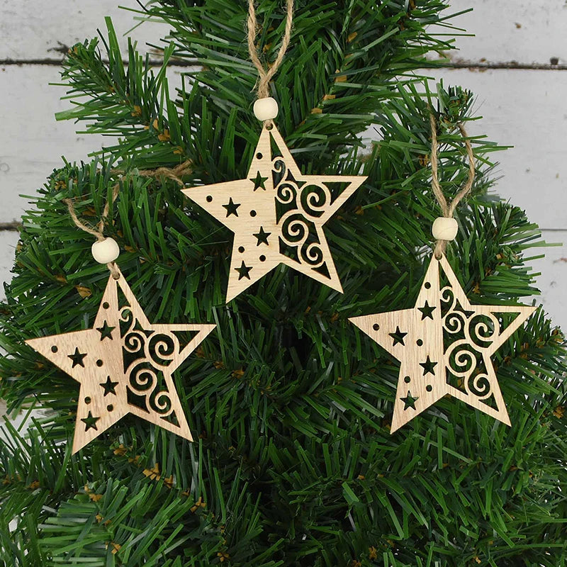 3pcs Vintage Christmas Wooden Ornaments – DIY Tree Pendants Christmas Tree Ornaments Babs A
