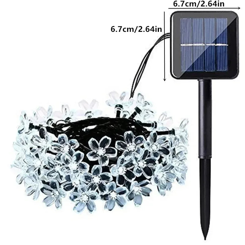 5M 20 LED Solar Cherry Flower String Lights | 8 Modes IP65 Solar String Lights Babs
