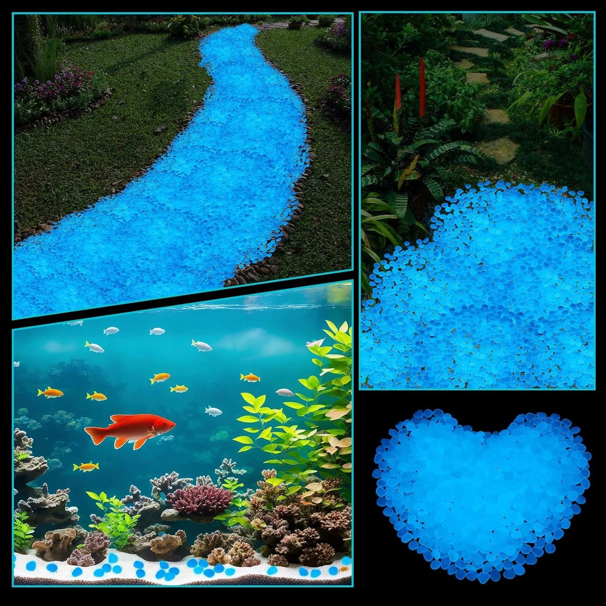 1200 Pcs Glow in the Dark Pebbles – Garden & Fish Tank Stones Decorative Garden Pebbles Babs