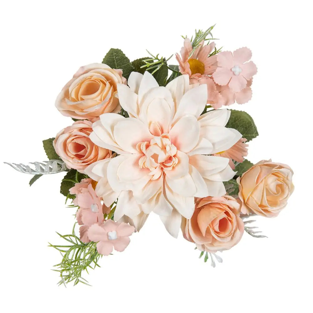 Silk Dahlia Rose Artificial Bouquet – Wedding & Home Decor Artificial Flower Bouquet Babs Color 2 1 pc