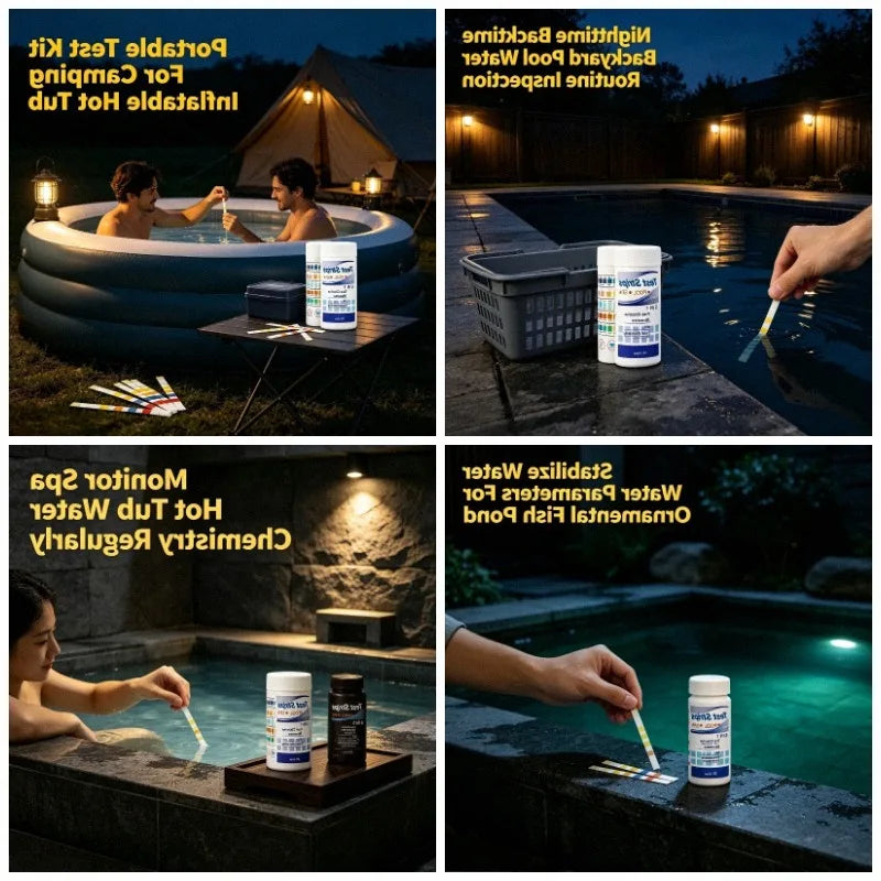 Pool & Spa Water Test Strips 50PCS – pH, Chlorine & Hardness Pool Water Test Strips Babs