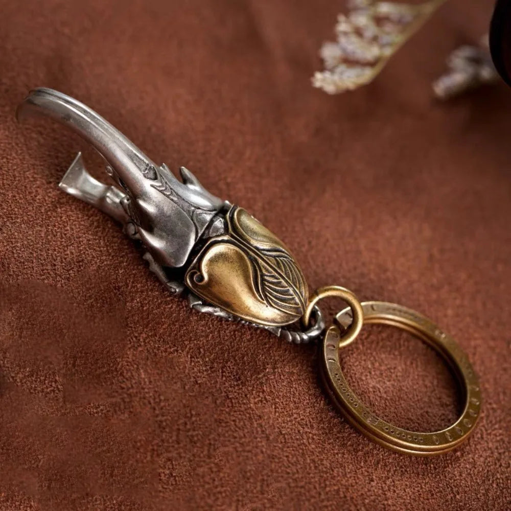 3D Brass Beetle Keychain & Bottle Opener – Stainless Steel Novelty Keychain Babs