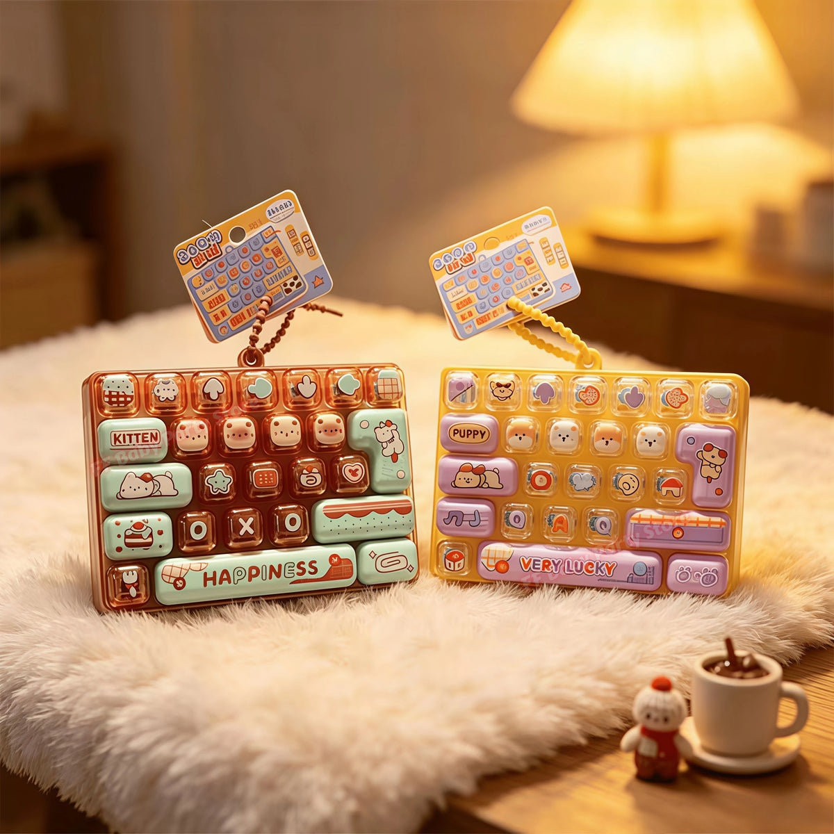 26-Key Candy Color Keycap Keychain Fidget Clicker Bag Pendant Fidget Clicker Keychain Babs