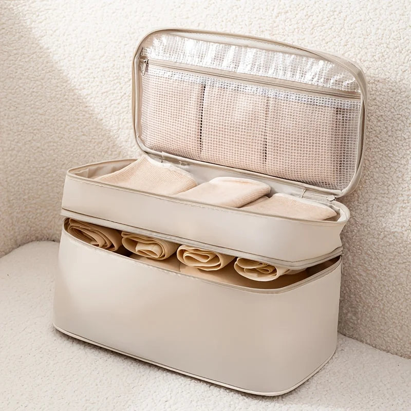 4-in-1 Travel Underwear & Bra Organizer Bag | Packing Cube Travel Packing Organizer Babs Beige