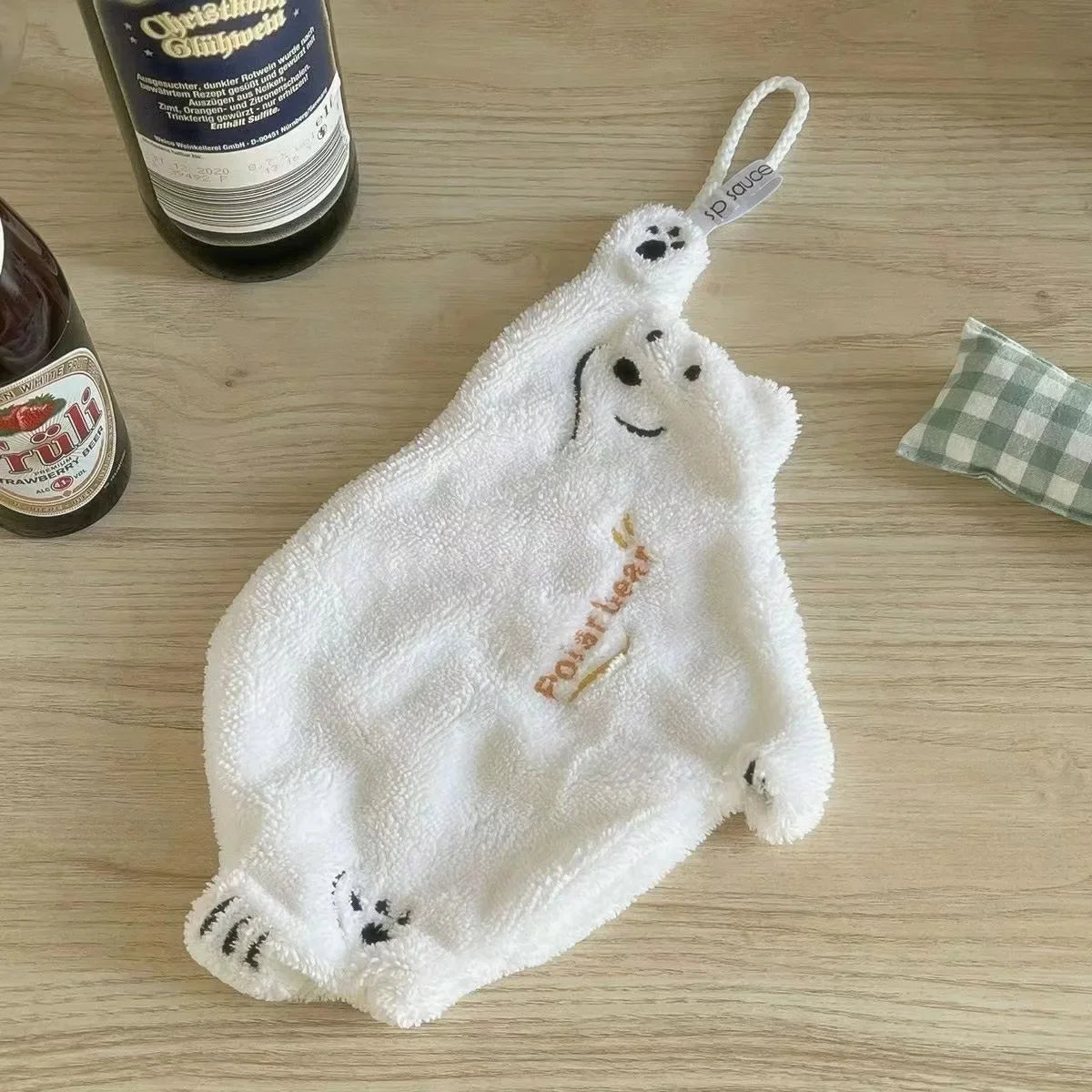 Polar Bear Hanging Hand Towel – Super Absorbent Coral Fleece Hanging Hand Towel Babs