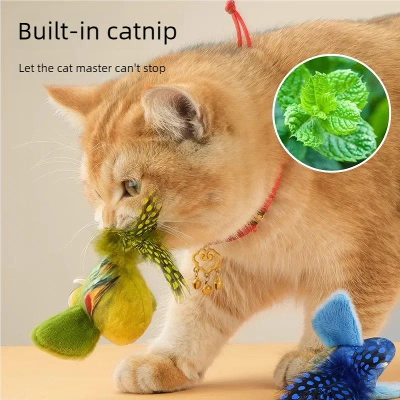 Interactive Cat Feather Toy – Catnip, Squeaky & Door Hanging Cat Feather Toy Babs