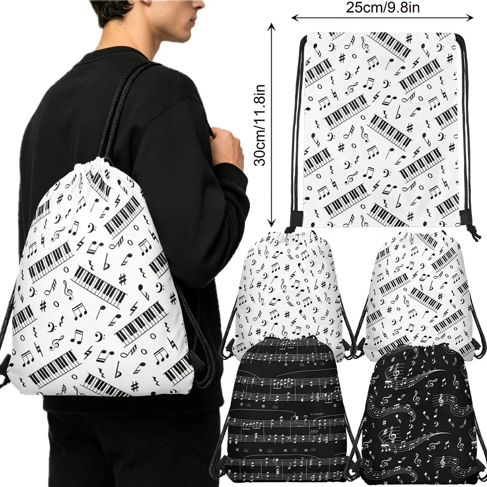 Piano Music Note Drawstring Party Gift Bags – 1/4/6 Pcs Set Party Gift Bags Babs