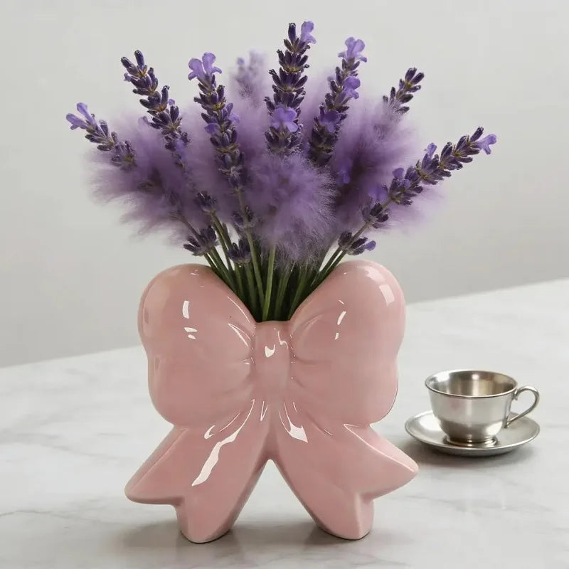 Ceramic Bow Flower Vase – Modern Bowknot Home Décor Decorative Ceramic Vase Babs