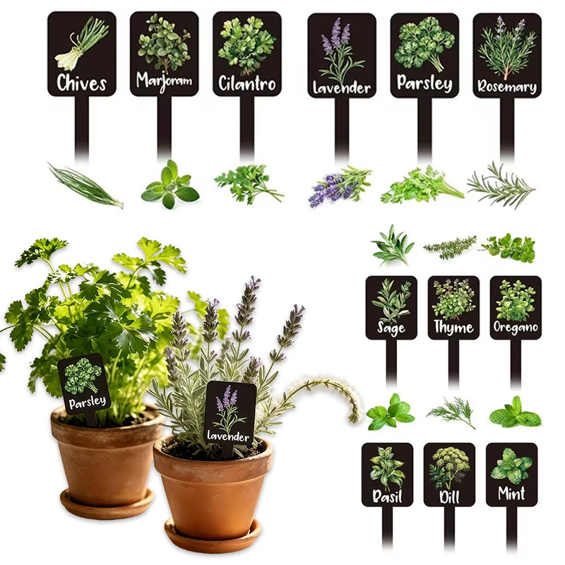 12-Piece Acrylic Herb Garden Plant Labels & Markers Garden Plant Markers Babs