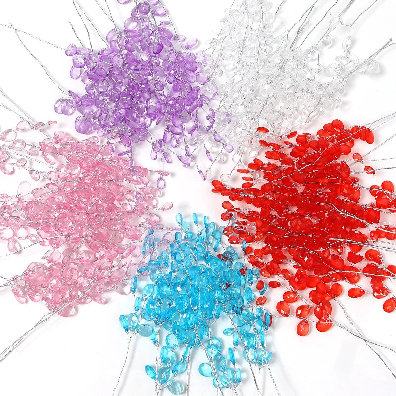 10Pcs Acrylic Crystal Teardrop Bead Bouquet – DIY Wedding Décor Artificial Flower Bouquet Babs