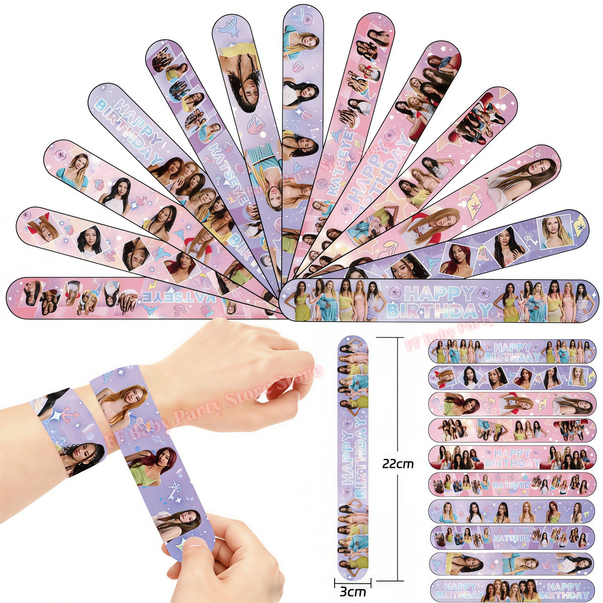 Katseye Kpop Slap Bracelets Party Favors – 6pcs Snap Wristbands Party Favor Bracelets Babs