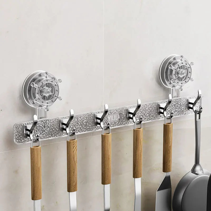 6-Hook Suction Cup Towel Holder – No-Drill Bathroom Bar Suction Towel Holder Babs