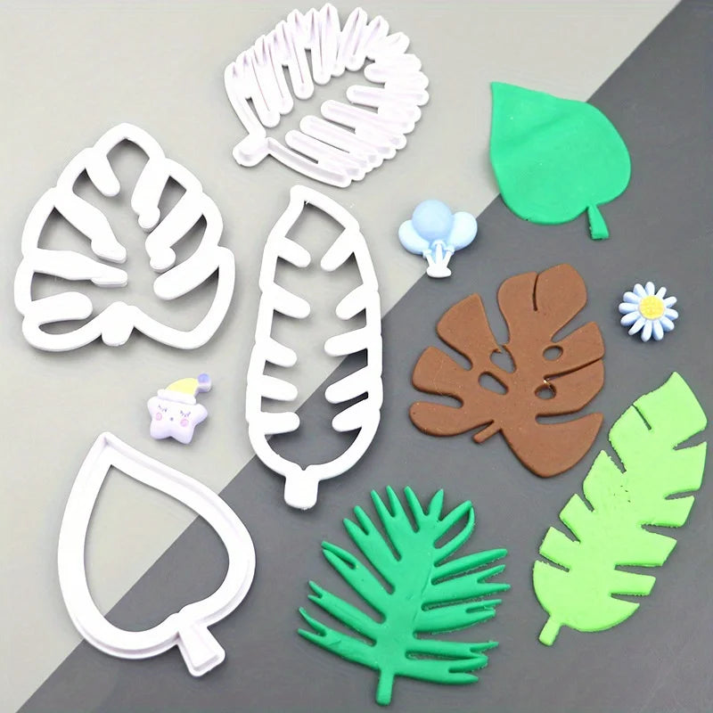 Tropical Leaf Cookie Cutters Set of 4 – Fondant & Biscuit Tool Cookie Cutter Set Babs
