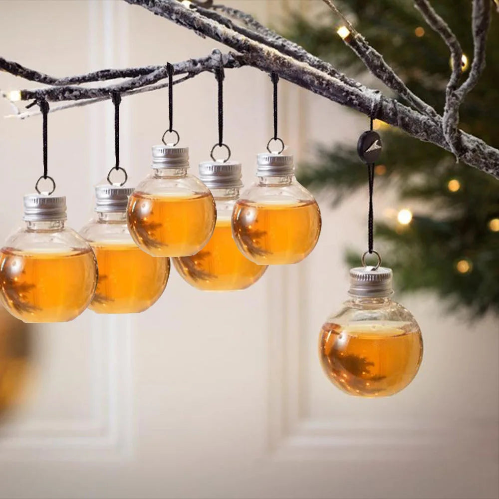 6-Pack Ball Christmas Tree Ornament Drink Bottles | 50ml Christmas Ornament Bottles Babs