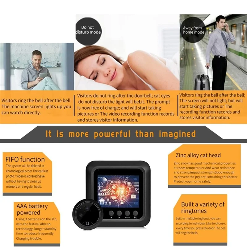 Smart Doorbell Camera – 2.4" LCD Digital Door Viewer & Night Vision Doorbell Security Camera Babs