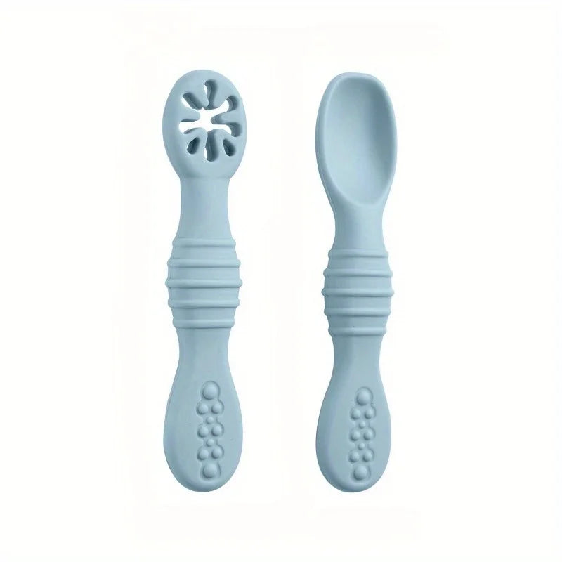 2pcs Food Grade Baby Feeding Spoons – Safe Tableware Set Baby Feeding Spoon Babs blue-2pcs