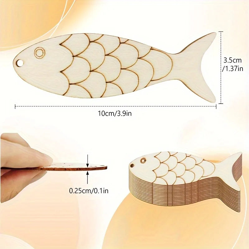 Wooden Fish DIY Craft Kit – Blank Cutout & Hemp Rope Included Wood DIY Craft Kit Babs