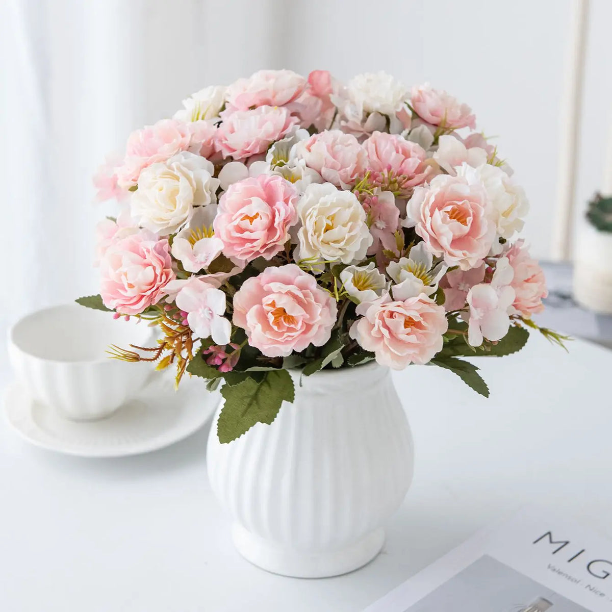 Artificial Silk Peony Rose Bouquet – Wedding & Home Decor Artificial Flower Bouquet Babs