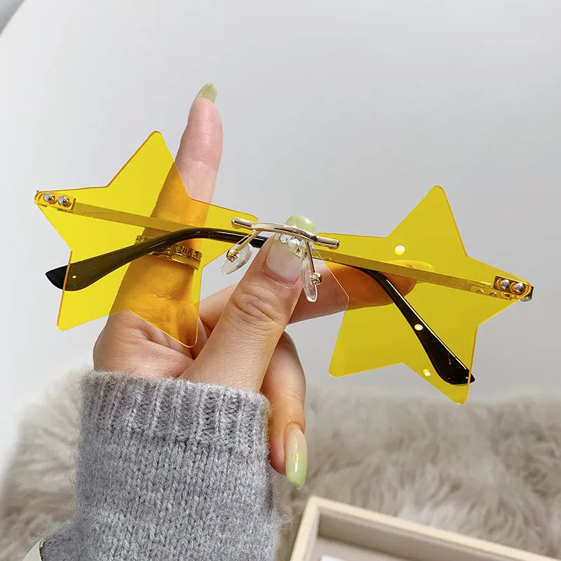 Star Frameless Party Sunglasses 10-Pack – UV400 Costume Eyewear Costume Sunglasses Babs yellow