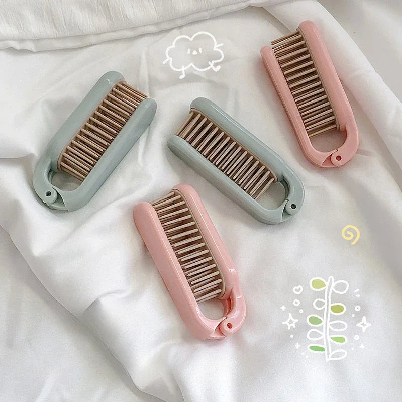 Babs Mini Folding Air Cushion Hair Brush – Anti-Static, Portable Folding Hair Brush Babs