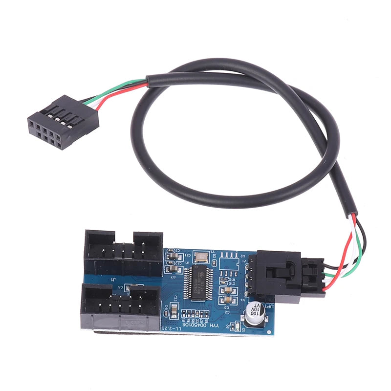 USB 9-Pin Motherboard Header Splitter 1 to 2 USB 2.0 Hub Cable USB Header Splitter Babs