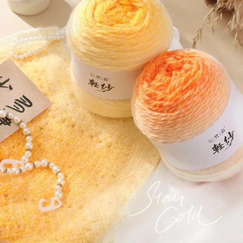 Gradient Long Plush Yarn 375m – Soft 3mm Knitting & Crochet Thread Knitting Yarn Babs