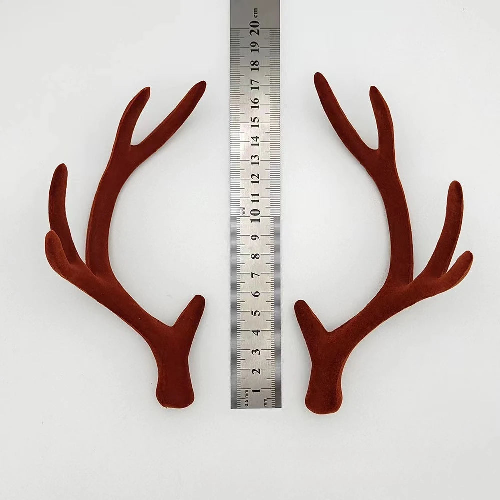 10 Pairs Reindeer Antler Headbands – Flocked Xmas Costume Costume Headband Babs
