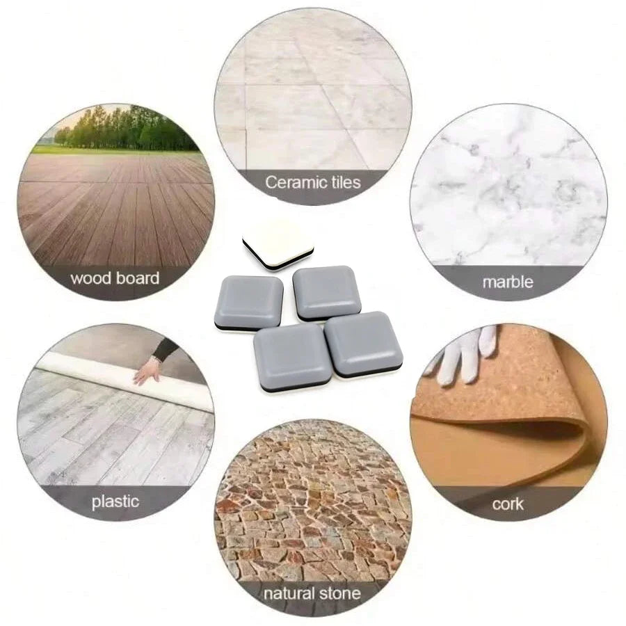 20PCS PTFE Square Furniture Gliders & Floor Sliding Pads Furniture Sliding Pads Babs