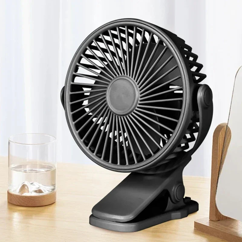 Clip-On Desktop Mini Fan – Quiet 3-Speed, Portable Summer Fan Clip-On Desk Fan Babs